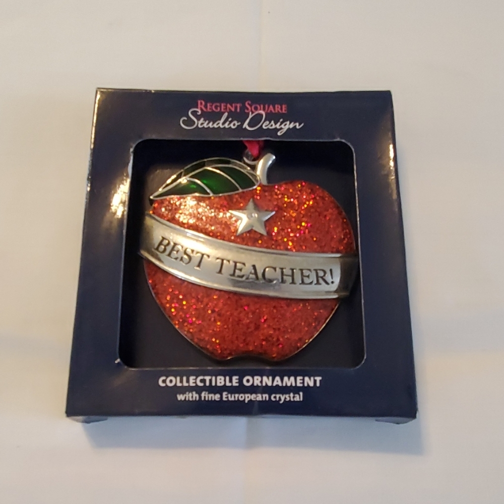 Best Teacher Apple Ornament Gift NEW!